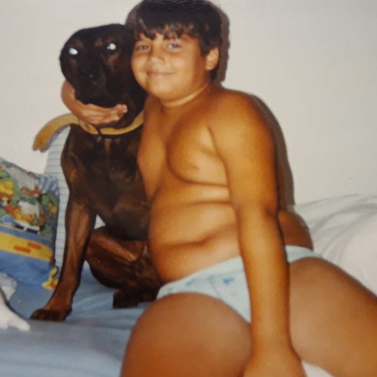 my health story - fat kid with a dog